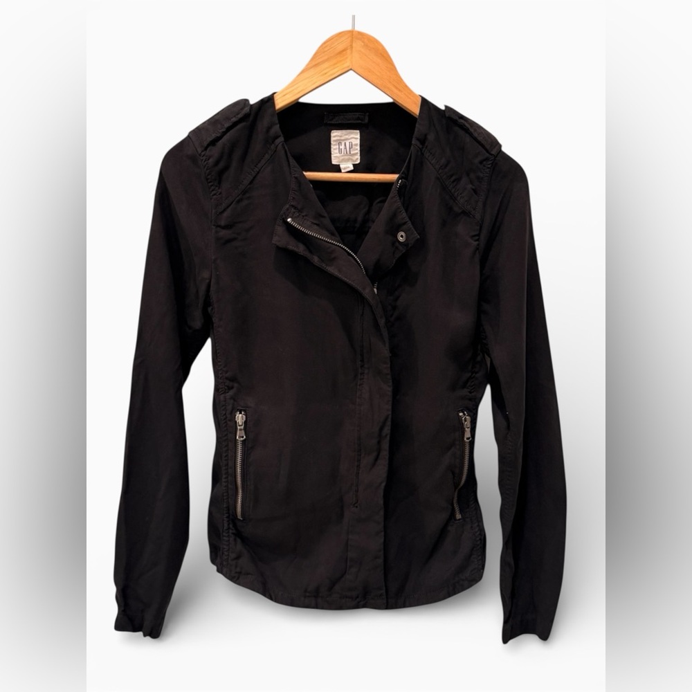 GAP Black Lightweight Utility Jacket | Zip Pockets | Women’s XS